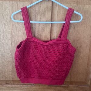 Universal thread crochet Red Knit Cropped Tank Top